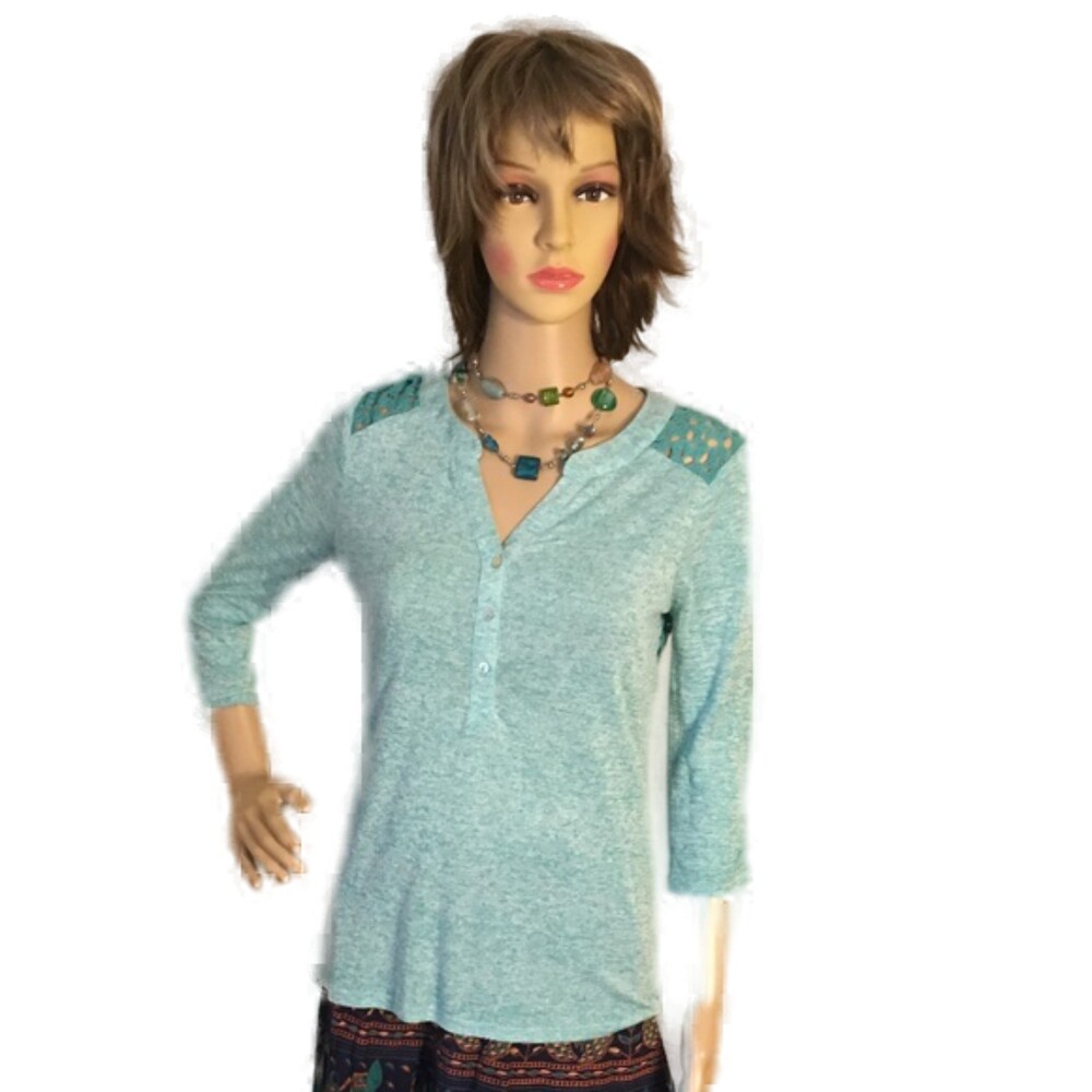 Teal Top with Lace Sz L (11/13)